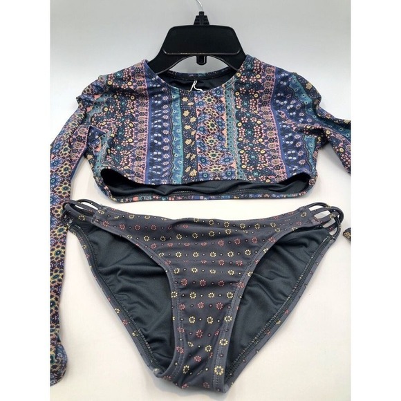 O'NEILL GIRLS‎ MARGOT CROP TOP SWIM SET SIZE 12 NWT Long Sleeve Rash - Picture 1 of 7